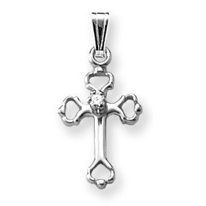 Sterling Silver Children s Cross with Cubic Zirconia