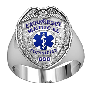 Personalized EMT Badge Ring with Your Badge Number