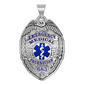 Personalized EMT Badge with Your Badge Number and Blue Enamel