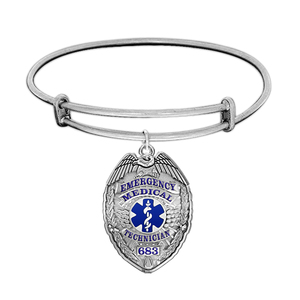 Personalized EMT Badge with Your Badge Number Expandable Bracelet