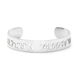 Personalized Coordinate Cut Out Cuff Bracelet