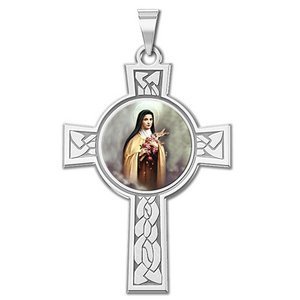 Saint Theresa Cross Religious Medal  Color EXCLUSIVE 