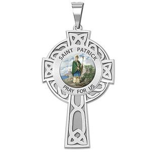 Saint Patrick CELTIC CROSS Religious Medal   Color EXCLUSIVE 