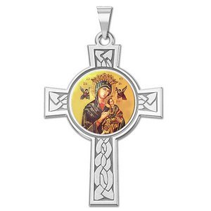 PicturesOnGold.com Our Lady of Perpetual Help Scalloped Round Religious Medal Color