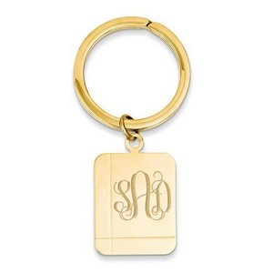 Custom Name Keychain Personalized, Stainless Steel Gold Plated Dainty Engraved Letters Personalized Key Chain