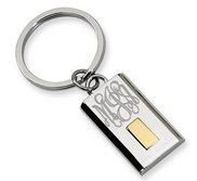 Engravable Stainless Steel Keychain with 24k Gold Plating
