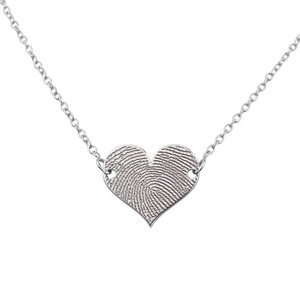 Petite Heart Fingerprint Necklace w  18 Inch Chain