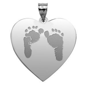 Custom Footprint Heart Charm or Pendant