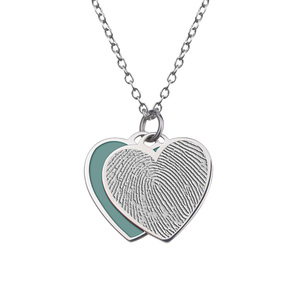 Tiffany Style Heart Swivel Fingerprint Pendant