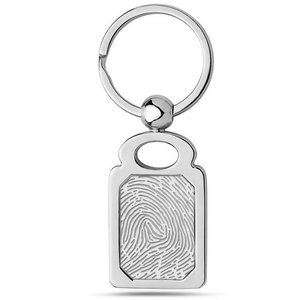 Stainless Steel Custom Fingerprint Rectangle Keychain