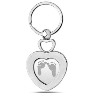 Stainless Steel Custom Footprint Heart Keychain