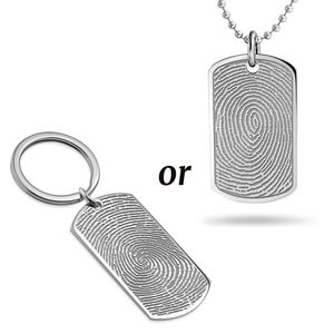 Stainless Steel Custom Fingerprint Dog Tag Pendant or Keychain