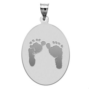 Custom Footprint Oval Charm or Pendant