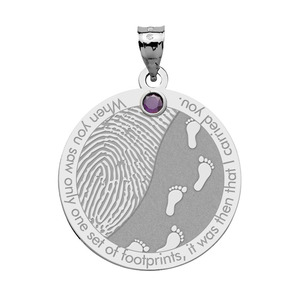 Custom Fingerprint Round Charm or Pendant with Footprints in the Sand quote