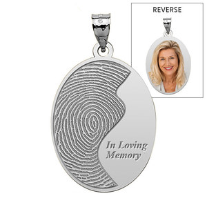 Custom Ying Yang Fingerprint Oval Charm or Pendant with Text