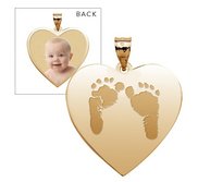 Custom Footprint Heart Charm or Pendant with Reverse Photo Option