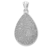 Custom Fingerprint Teardrop Charm or Pendant with Reverse Photo Option