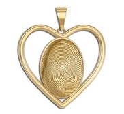 Custom Fingerprint 3D Heart Pendant