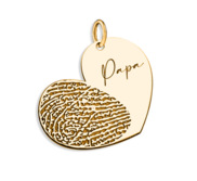 Personalized Fingerprint Dangle Heart Pendant w  Name