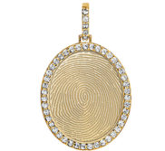 Large Custom Fingerprint Diamond Oval Pendant