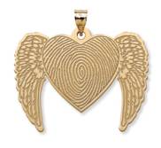Custom Fingerprint Angel Wing Heart Charm or Pendant