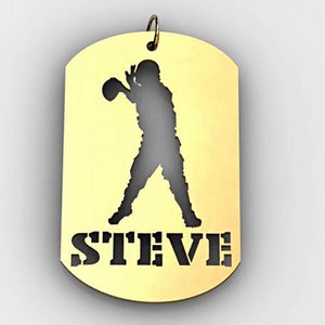 Personalized Football Quarterback Sports Dog Tag Cut Out Necklace