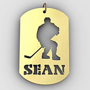 Personalized Hockey Player Sports Dog Tag Cut Out Necklace