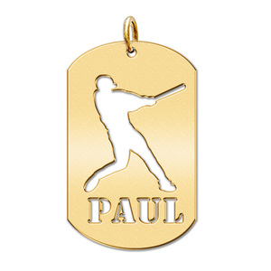 Personalized Baseball Slugger Sports Dog Tag Cut Out Necklace