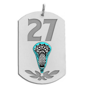 Personalized Lacrosse Number Dog Tag Pendant