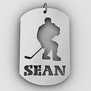 Personalized Hockey Player Sports Dog Tag Cut Out Necklace