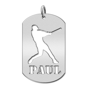 Personalized Baseball Slugger Sports Dog Tag Cut Out Necklace