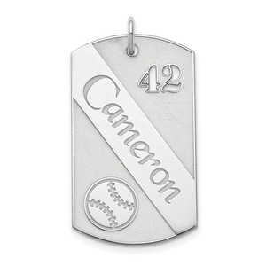 Personalized Baseball Dog Tag Charm With Number Cut Out