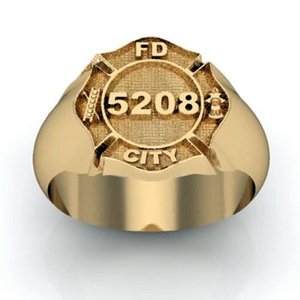 Personalized Firefigher Badge Ring