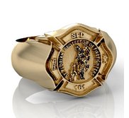 Personalized Saint Florian Firefigher Badge Ring
