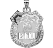 Personalized Police Badge with Your Number   Department With Cubic Zirconia