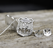Personalized Police Badge Earrings with Your Number   Department
