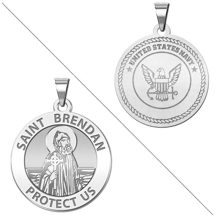 Saint Brendan Doubledside Navy Religious Medal 