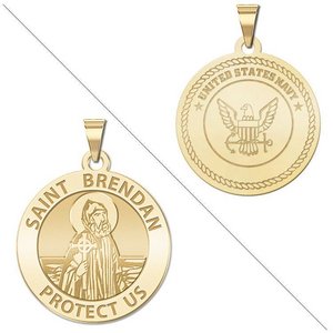 Saint Brendan Doubledside Navy Religious Medal  EXCLUSIVE 