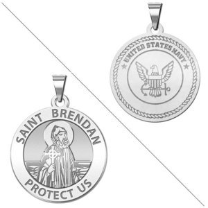 Saint Brendan Doubledside Navy Religious Medal  EXCLUSIVE 
