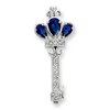 Sterling Silver Blue Glass   CZ Key Pendant