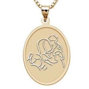 Mother with Three Daughters   Oval Pendant