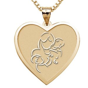 Mother with Two Sons   Heart Pendant