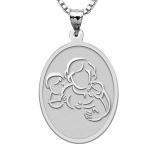 Mother with Son Daughter   Oval Pendant