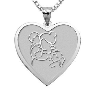 Mother with Son and 2 Daughters Heart Pendant