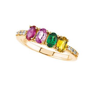 Mother s Ring with Four Birthstones and Diamonds