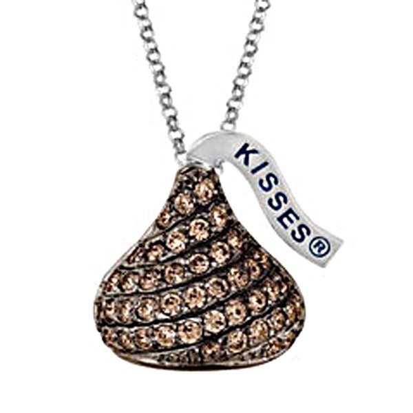 Sterling Silver Hershey's Kiss "Chocolate" CZ Pendant with Chain PG81937