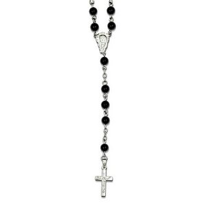 Sterling Silver Rose Quartz Rosary Necklace  with Young Virgin Mary Medal
