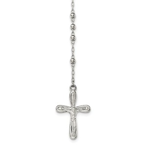 Sterling Silver Polished Crucifix Rosary