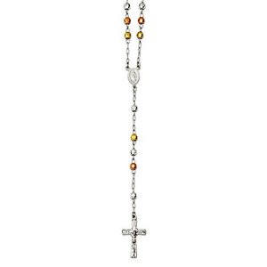 Polished Rosary Textured Beads Necklace  with Miraculous Medal