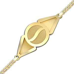 Round with Triangle Ends Bracelet Logo Jewelry w  Curb Chain